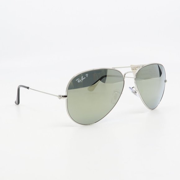 RB 3025 003/59 Ray-Ban New Silver Polarized Aviator Sunglasses 58mm with case - Picture 3 of 6